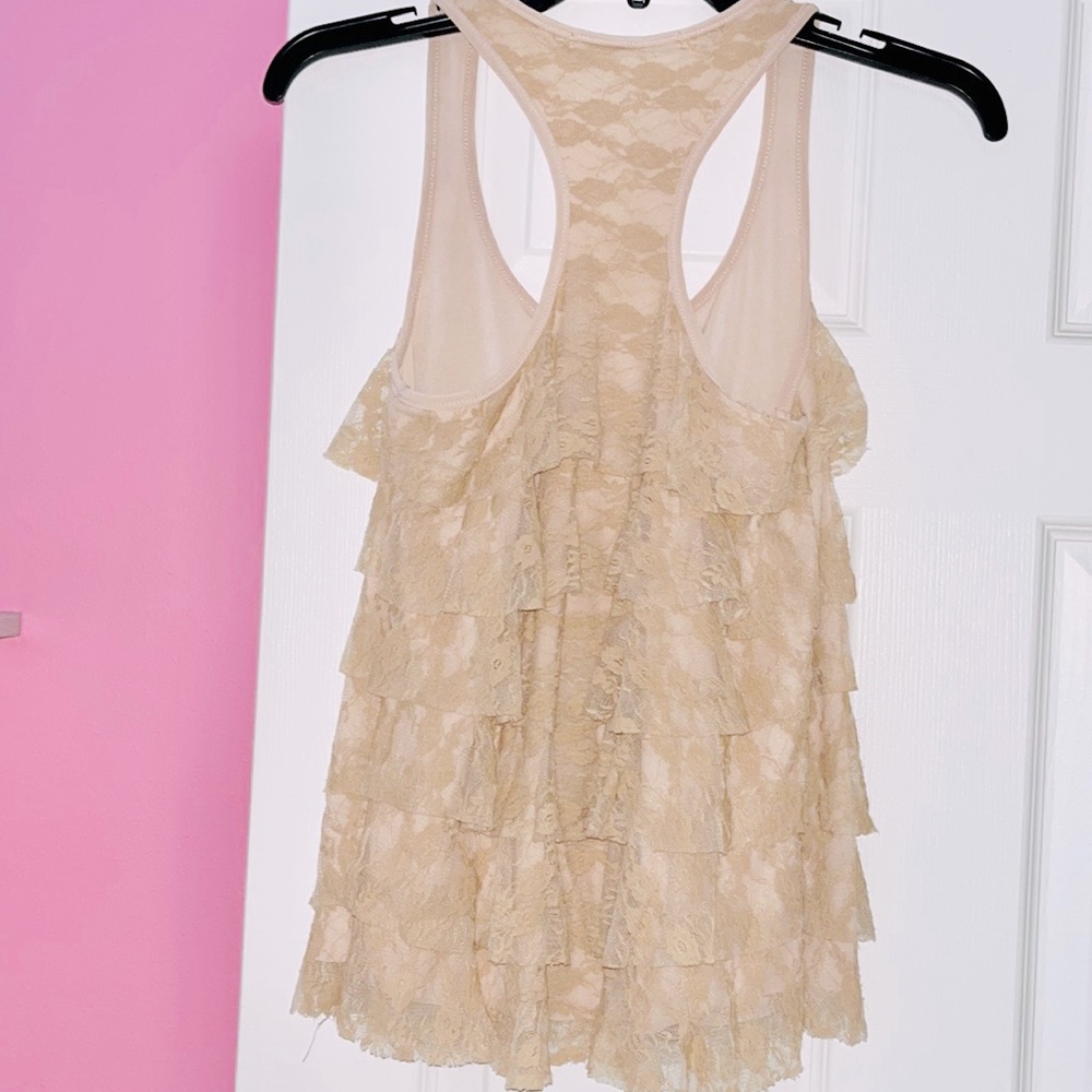 Forever 21 Lace Floral Racerback Ruffle Top - Picture 2 of 5